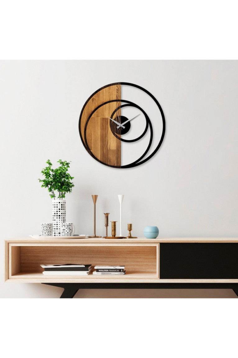 Horloge murale décorative en bois - Noyer Noir