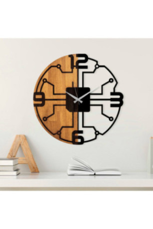 Horloge murale décorative en bois - Noyer Noir