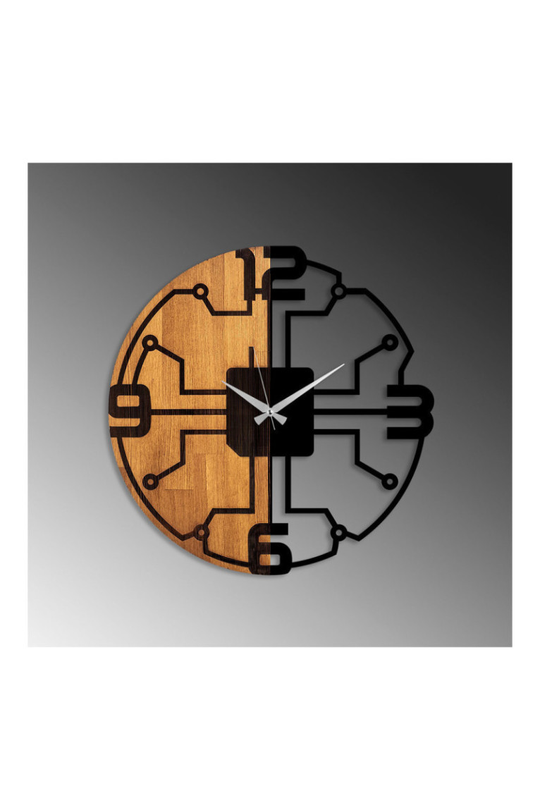 Horloge murale décorative en bois - Noyer noir