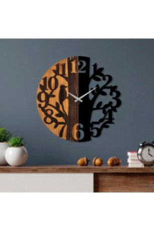 Horloge murale décorative en bois - Noyer Noir