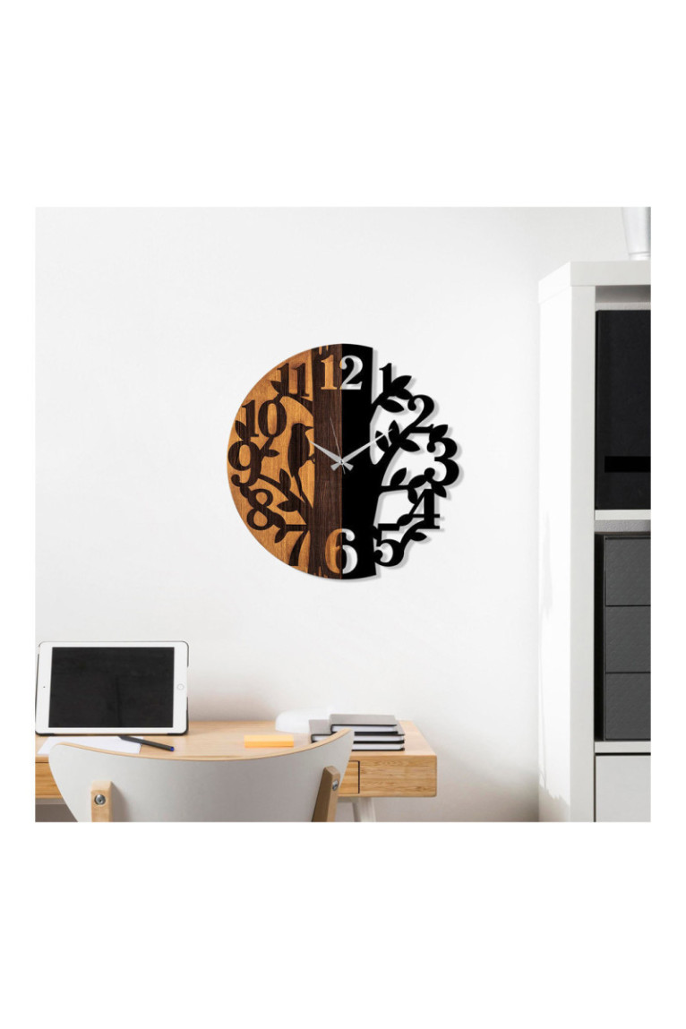 Horloge murale décorative en bois - Noyer Noir