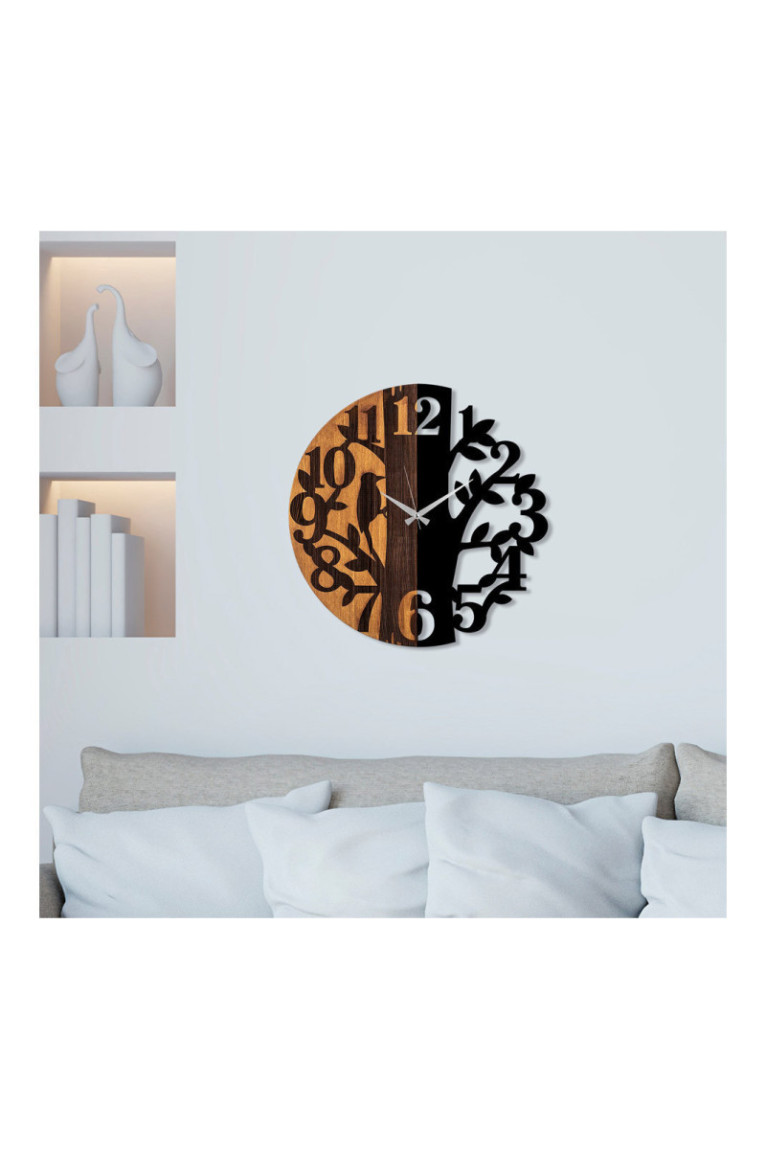 Horloge murale décorative en bois - Noyer Noir