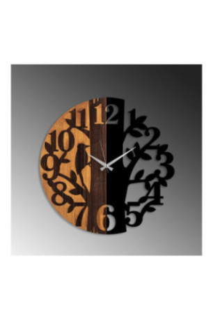 Horloge murale décorative en bois - Noyer Noir