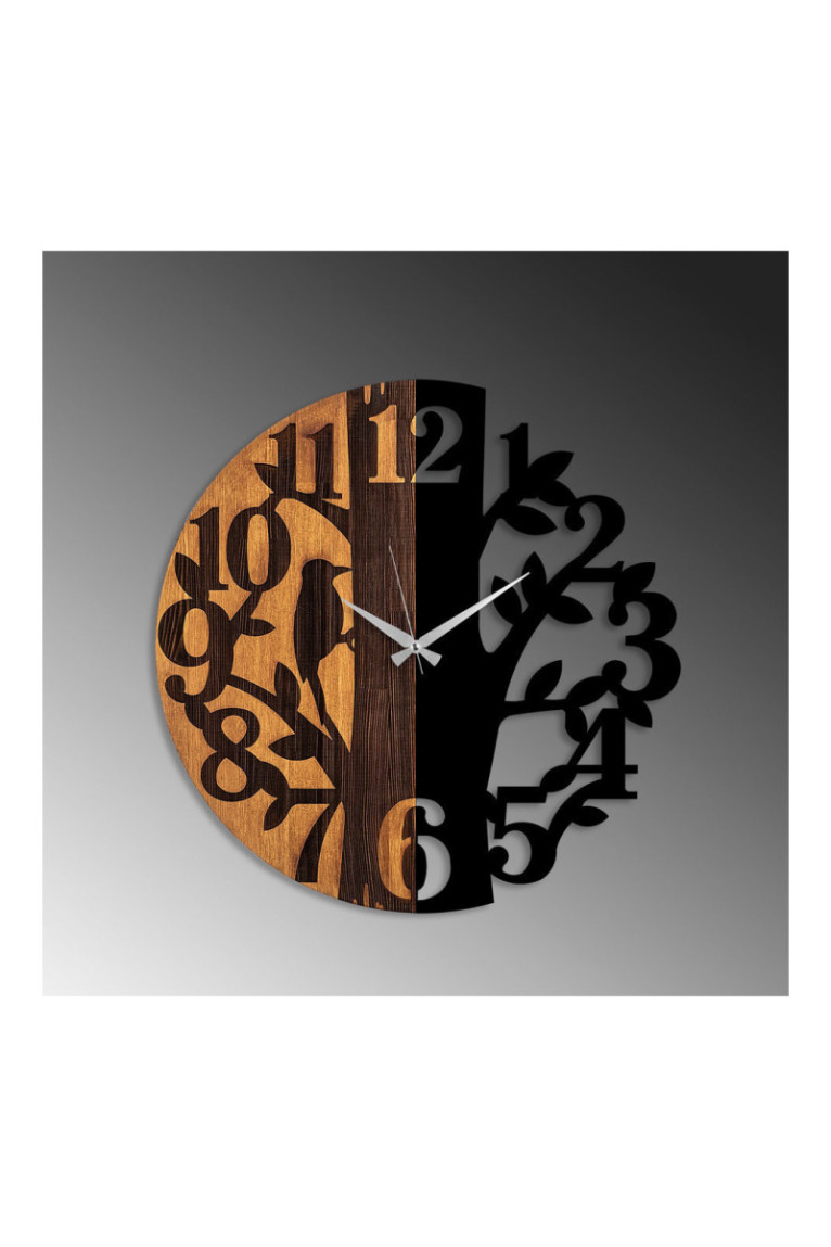 Horloge murale décorative en bois - Noyer Noir