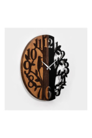 Horloge murale décorative en bois - Noyer Noir