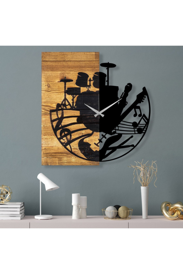 Horloge murale décorative en bois - Noyer Noir