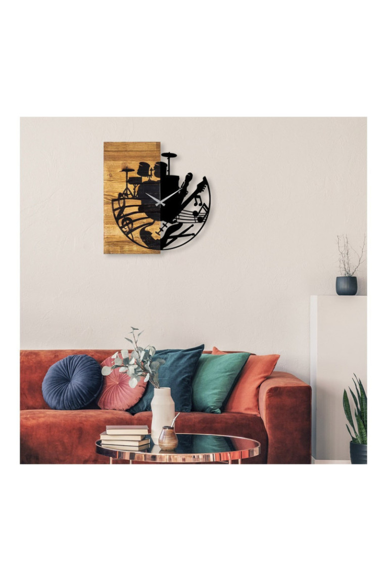 Horloge murale décorative en bois - Noyer Noir
