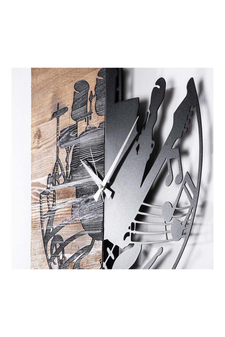 Horloge murale décorative en bois - Noyer Noir