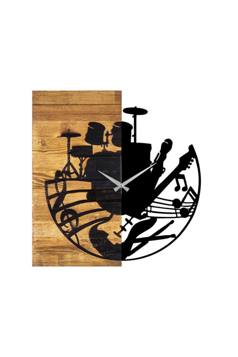 Horloge murale décorative en bois - Noyer Noir