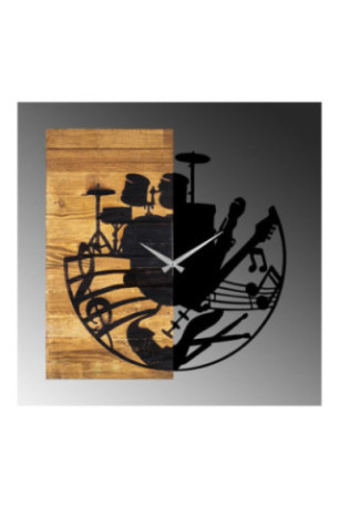 Horloge murale décorative en bois - Noyer Noir