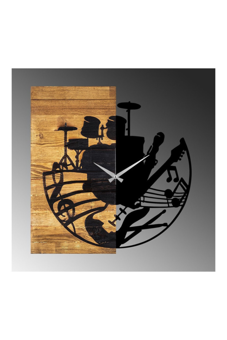 Horloge murale décorative en bois - Noyer Noir