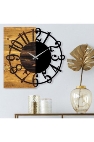 Horloge murale décorative en bois - Noyer Noir