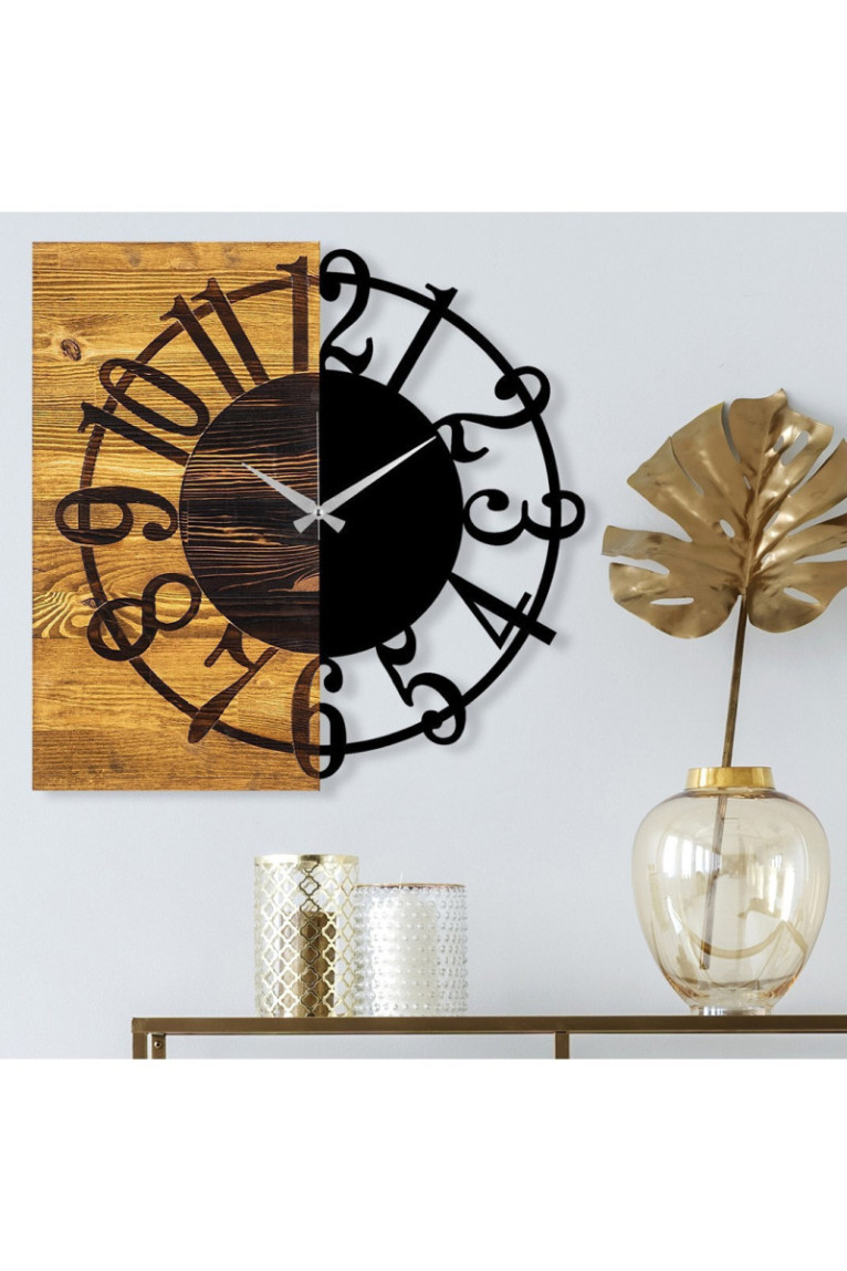 Horloge murale décorative en bois - Noyer Noir
