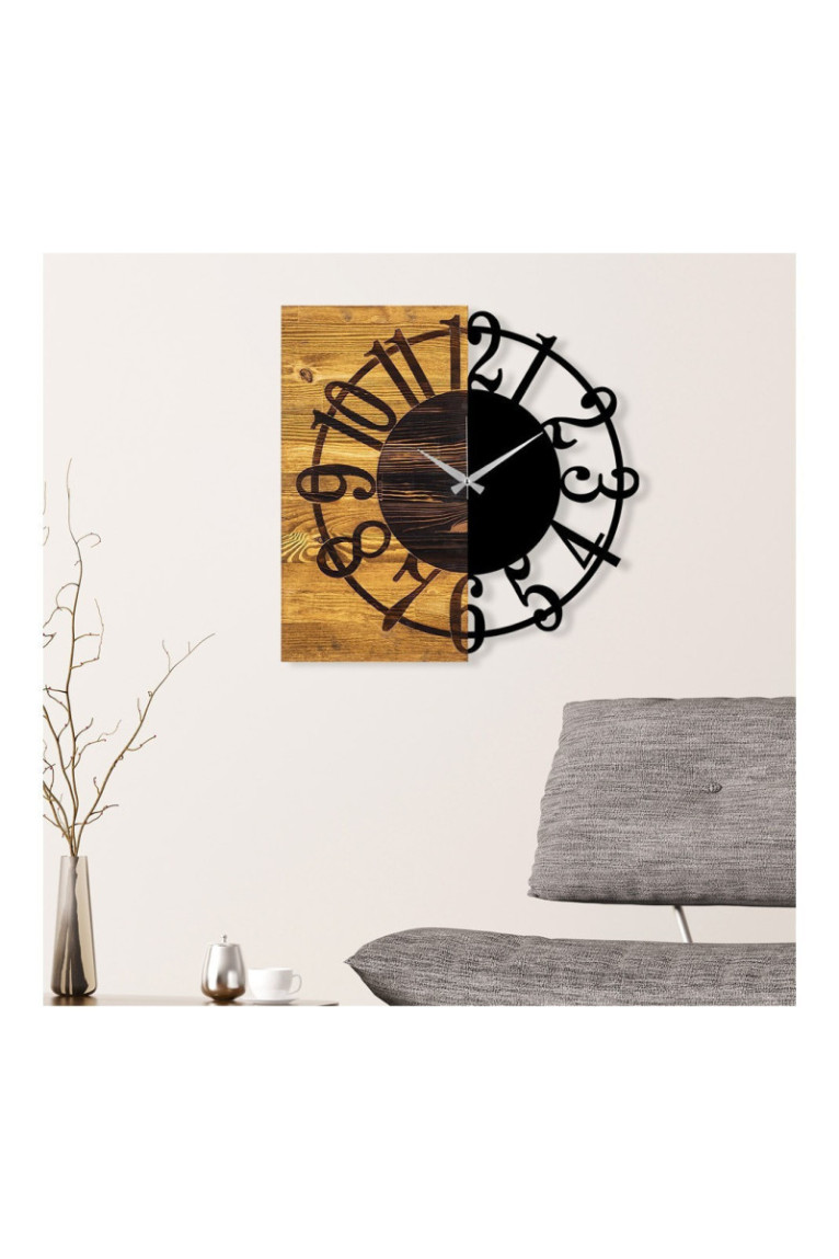 Horloge murale décorative en bois - Noyer Noir