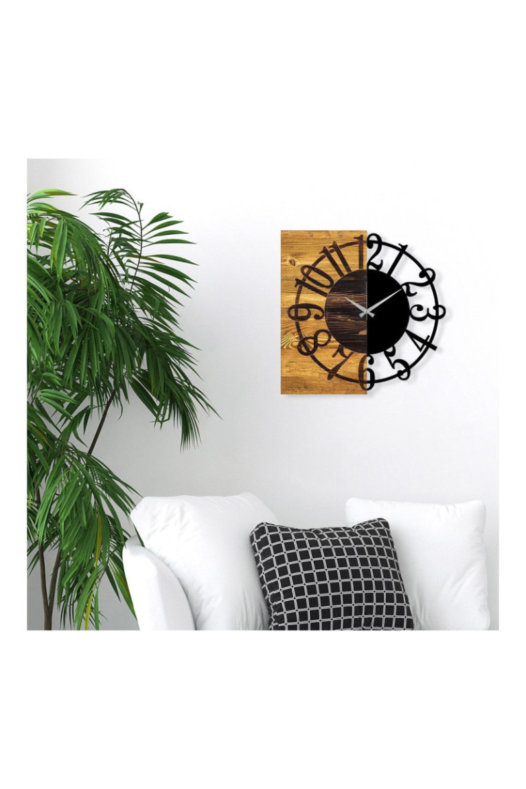 Horloge murale décorative en bois - Noyer Noir