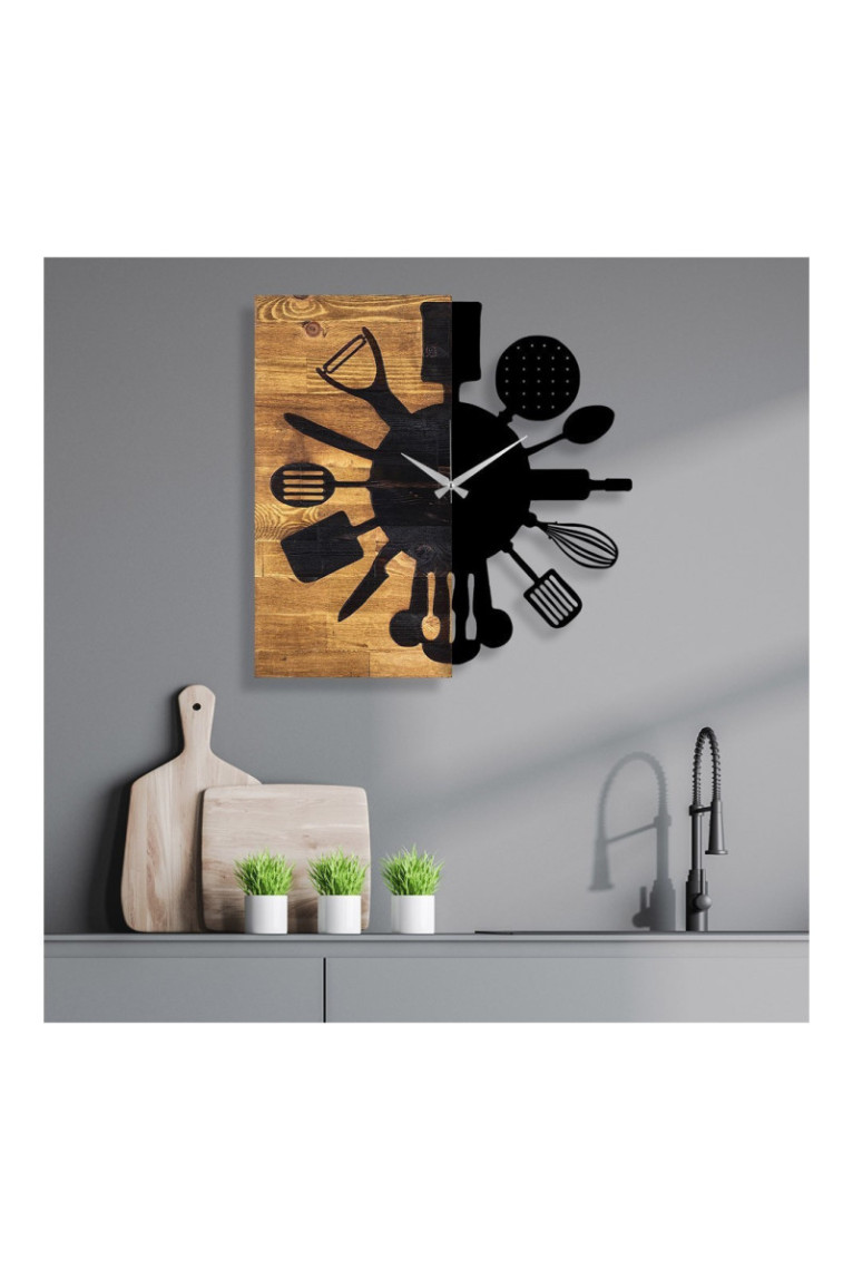 Horloge murale décorative en bois - Noyer Noir