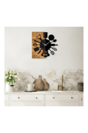 Horloge murale décorative en bois - Noyer Noir