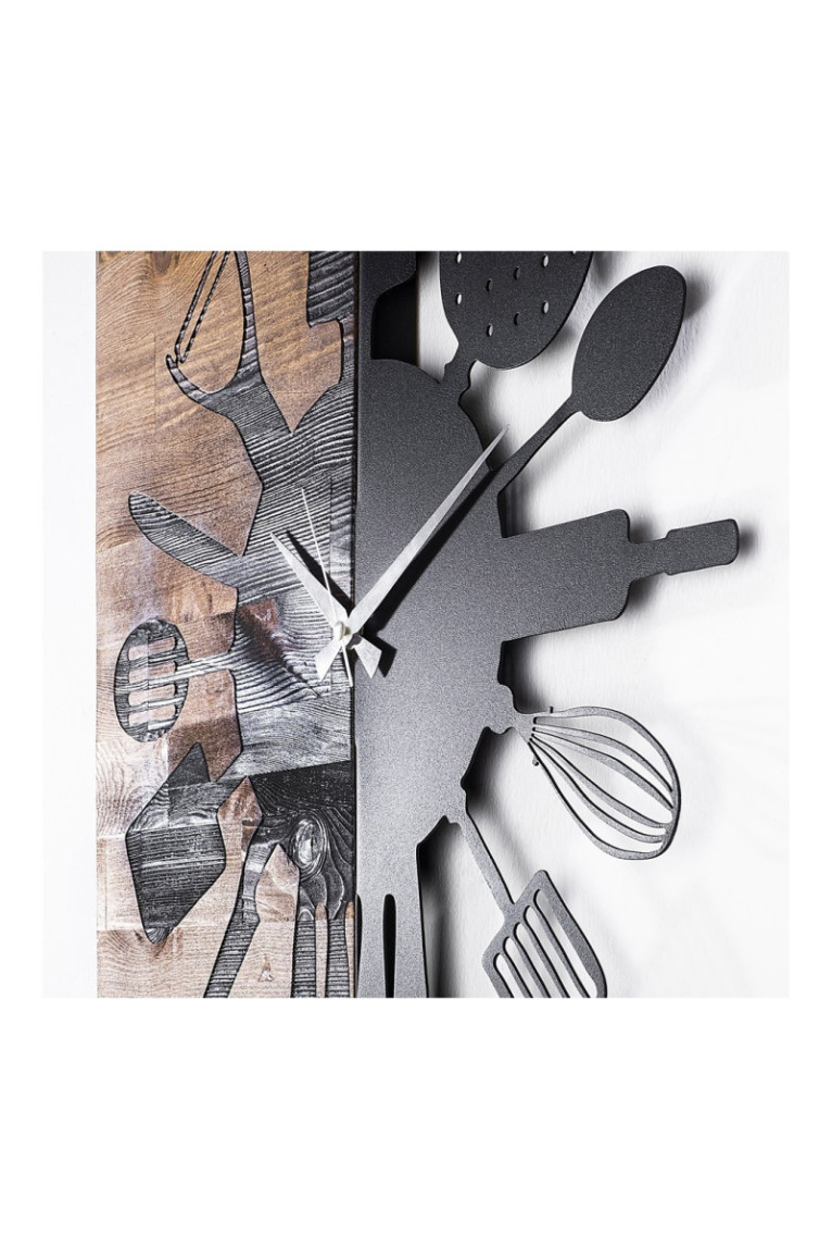 Horloge murale décorative en bois - Noyer Noir