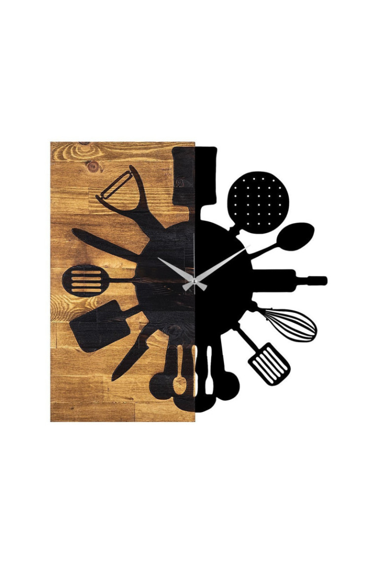 Horloge murale décorative en bois - Noyer Noir