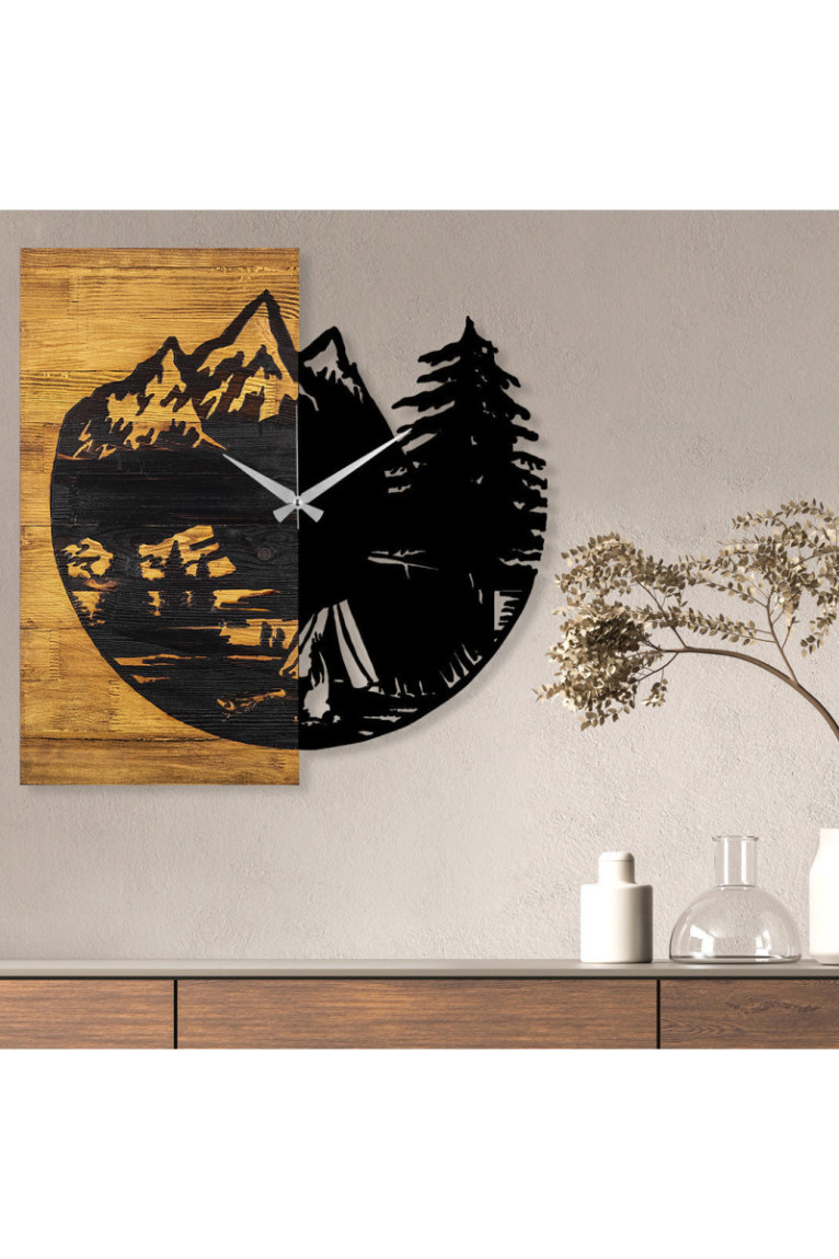 Horloge murale décorative en bois - Noyer Noir