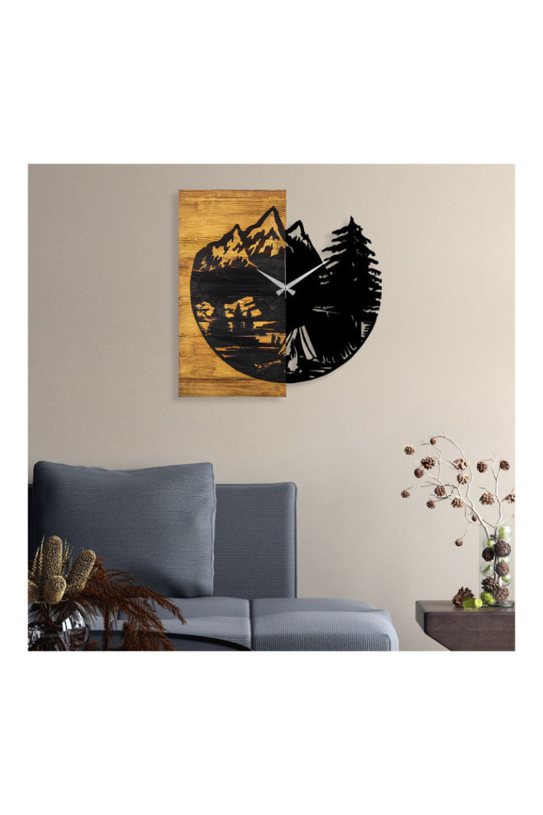 Horloge murale décorative en bois - Noyer Noir