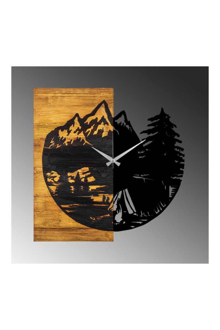 Horloge murale décorative en bois - Noyer Noir