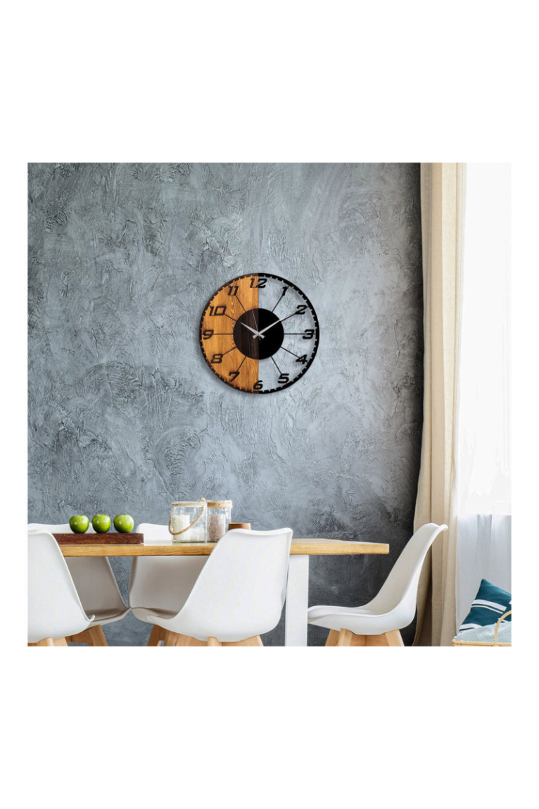 Horloge murale décorative en bois - Noyer Noir