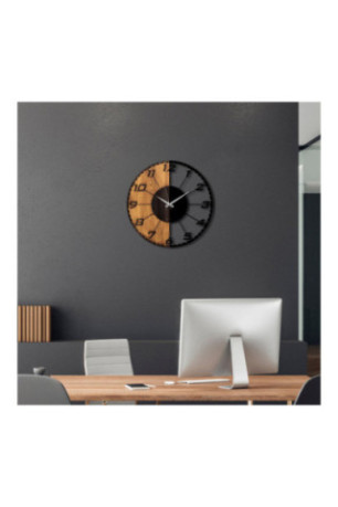 Horloge murale décorative en bois - Noyer Noir