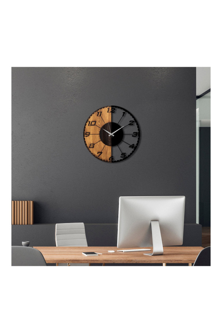 Horloge murale décorative en bois - Noyer Noir