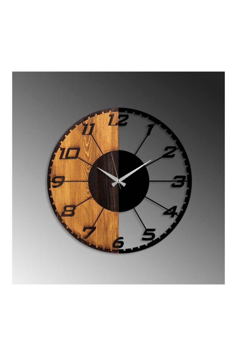 Horloge murale décorative en bois - Noyer Noir