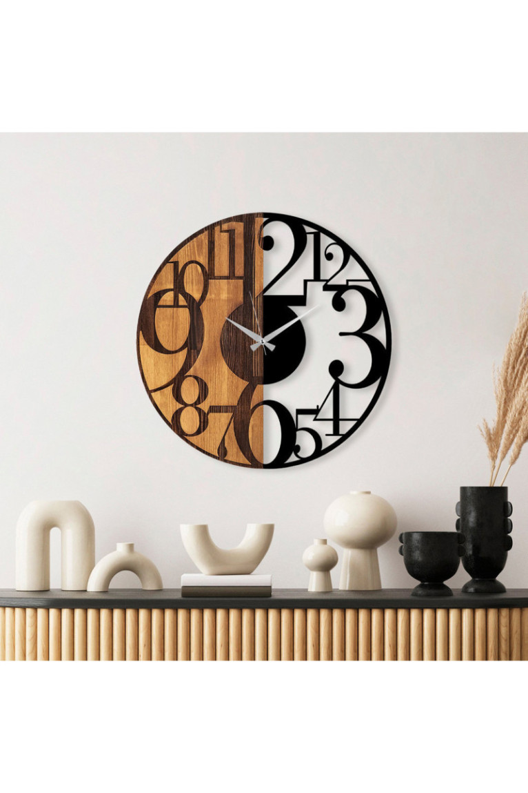Horloge murale décorative en bois - Noyer Noir