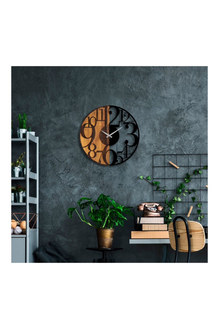 Horloge murale décorative en bois - Noyer Noir