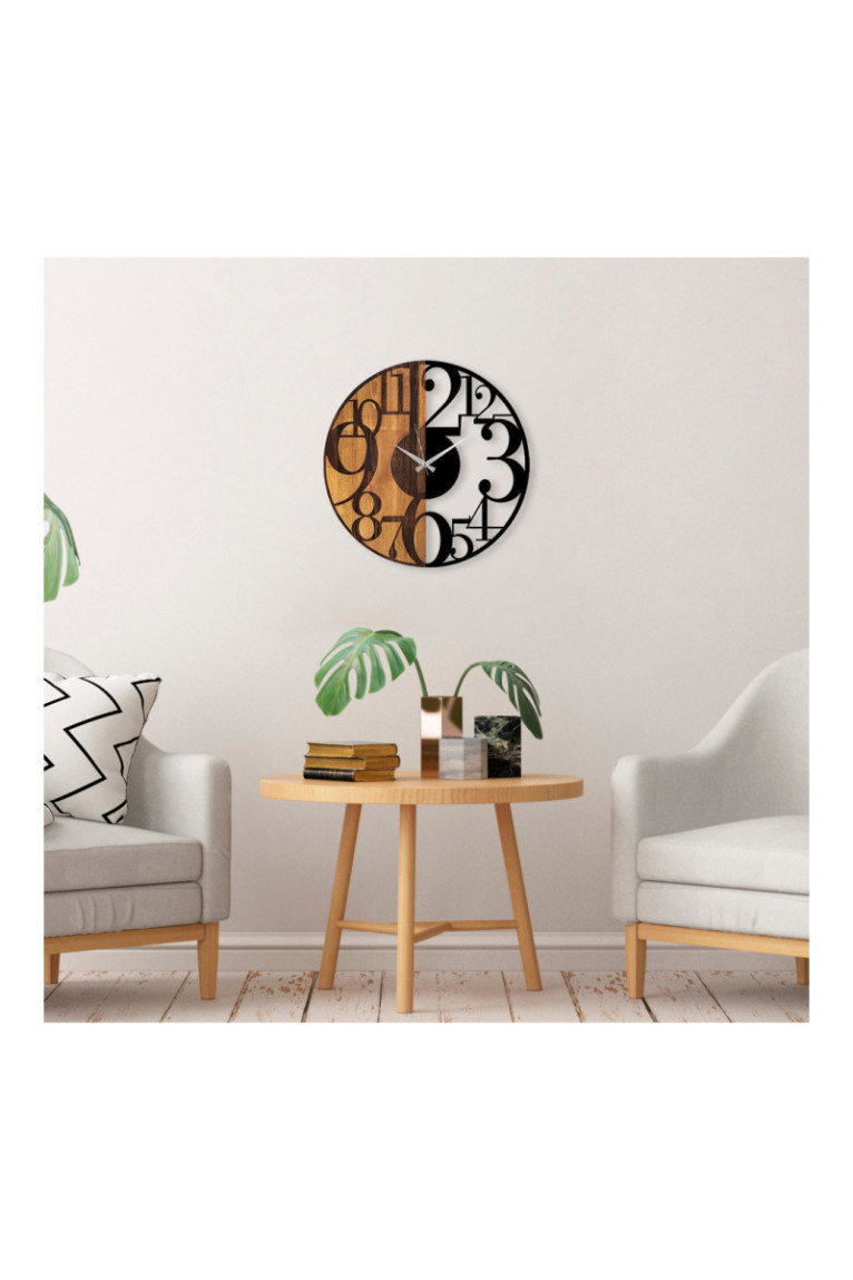Horloge murale décorative en bois - Noyer Noir