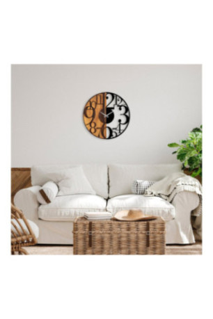Horloge murale décorative en bois - Noyer Noir