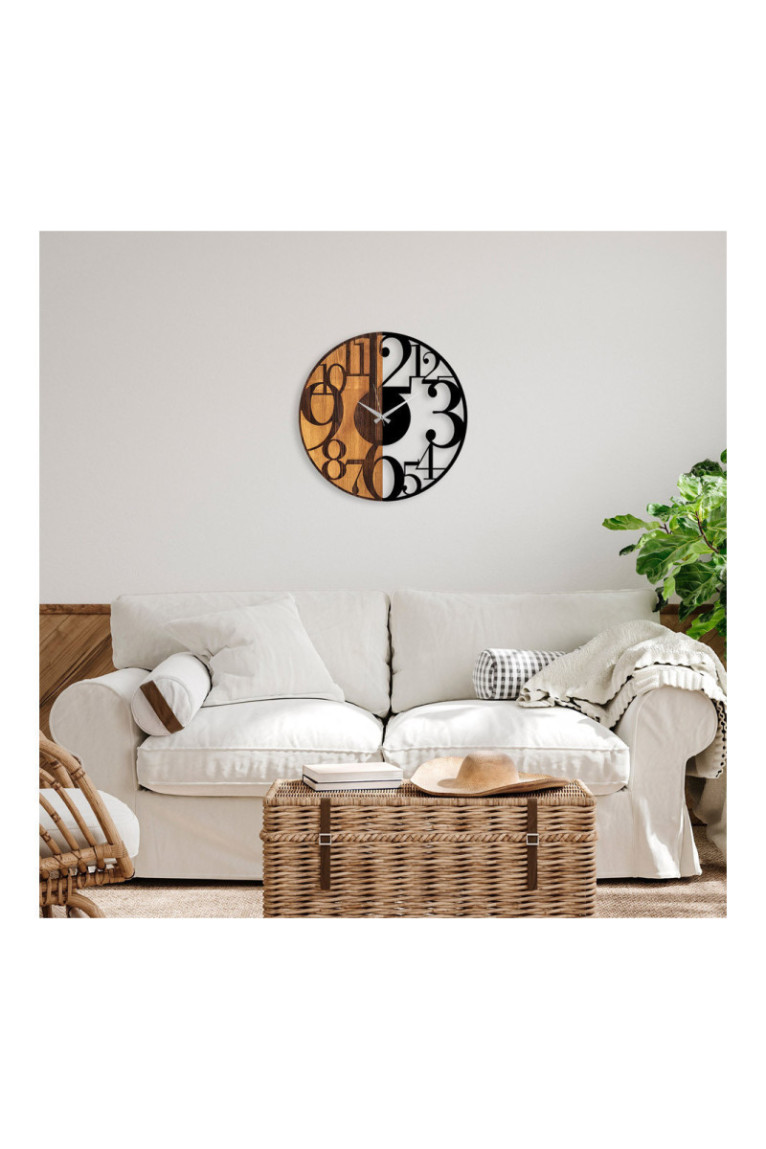 Horloge murale décorative en bois - Noyer Noir