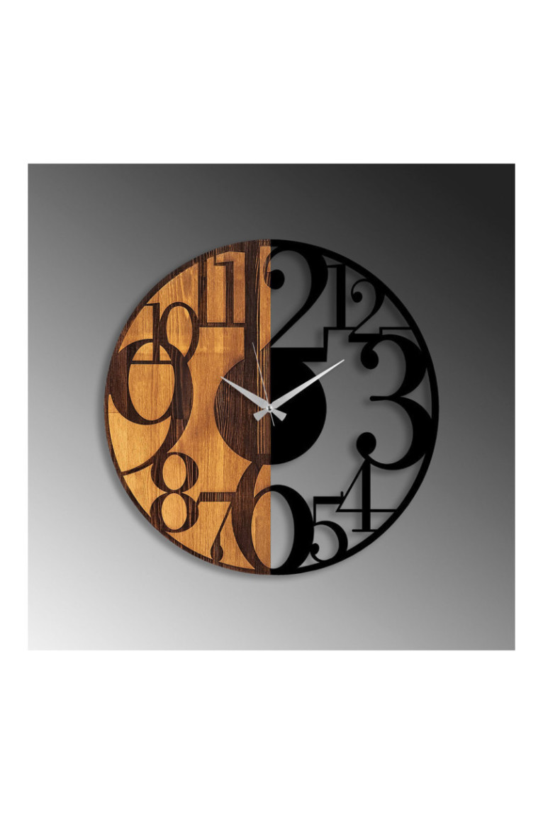 Horloge murale décorative en bois - Noyer Noir