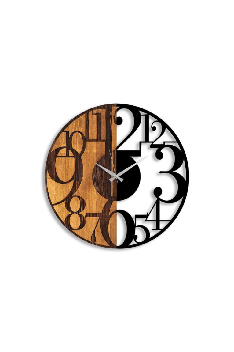 Horloge murale décorative en bois - Noyer Noir