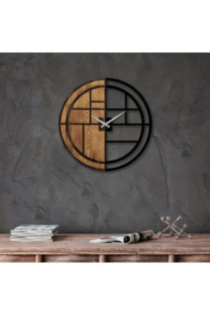 Horloge murale décorative en bois - Noyer Noir