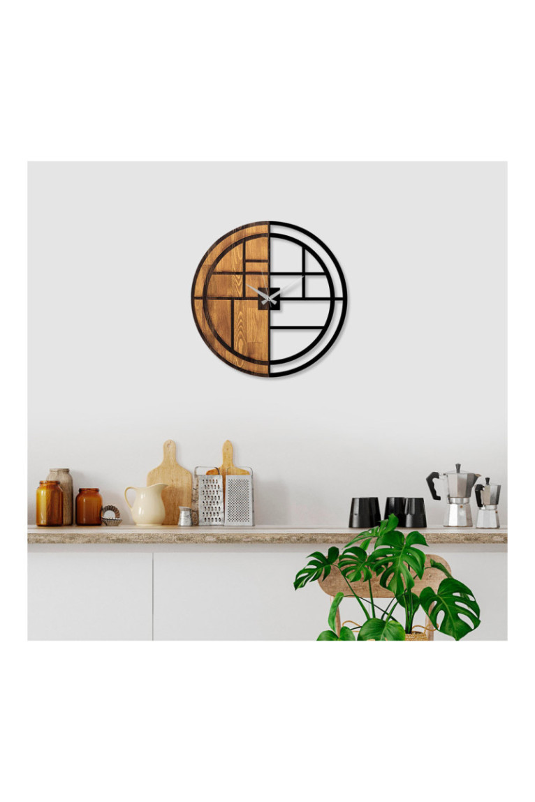 Horloge murale décorative en bois - Noyer Noir