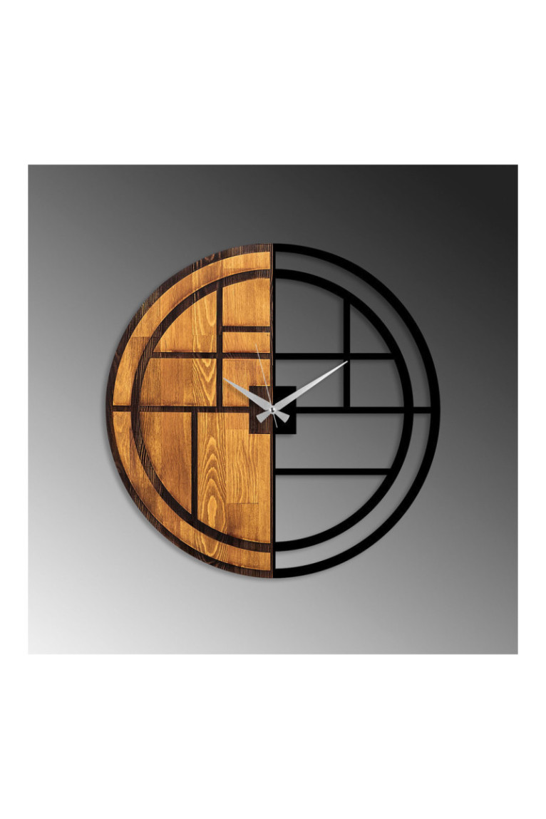 Horloge murale décorative en bois - Noyer Noir