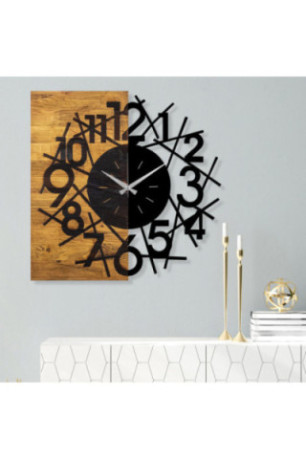 Horloge murale décorative en bois - Noyer Noir