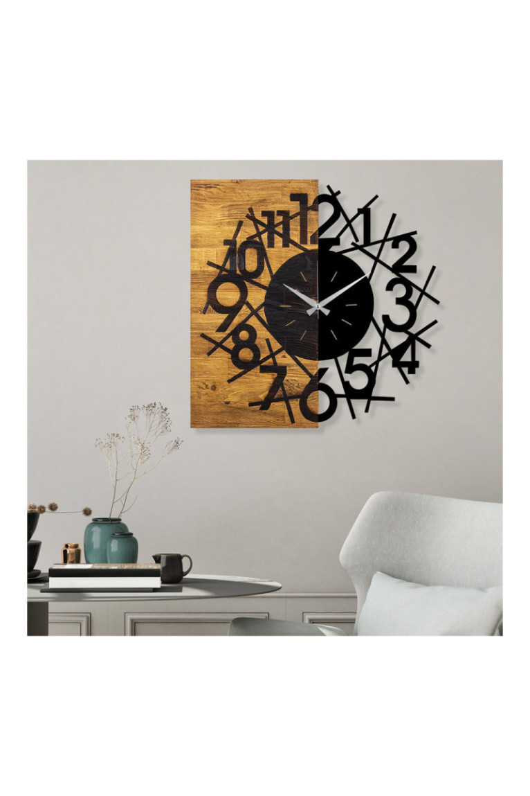 Horloge murale décorative en bois - Noyer Noir