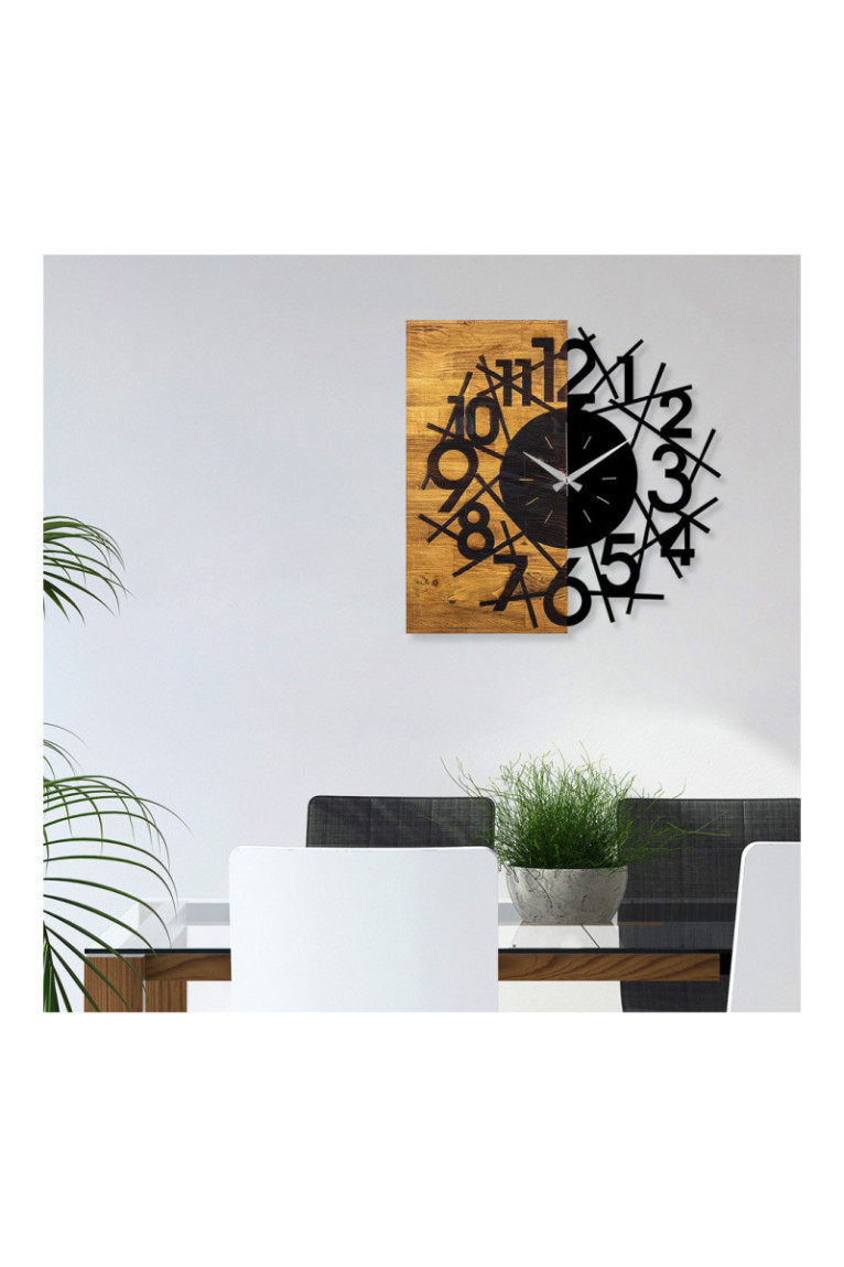 Horloge murale décorative en bois - Noyer Noir