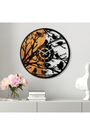 Horloge murale décorative en bois - Noyer Noir