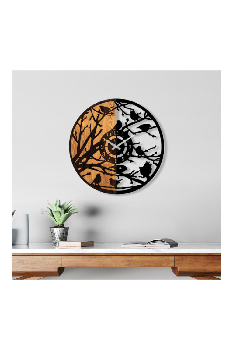 Horloge murale décorative en bois - Noyer Noir