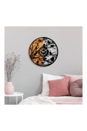 Horloge murale décorative en bois - Noyer Noir