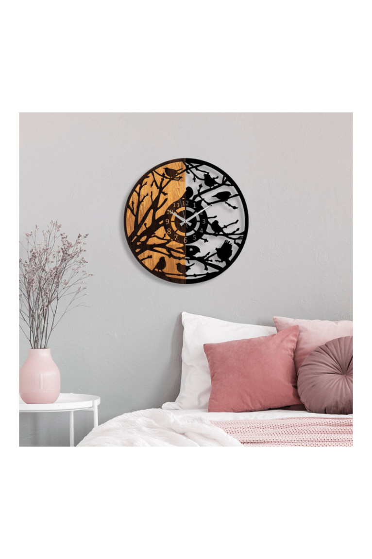 Horloge murale décorative en bois - Noyer Noir