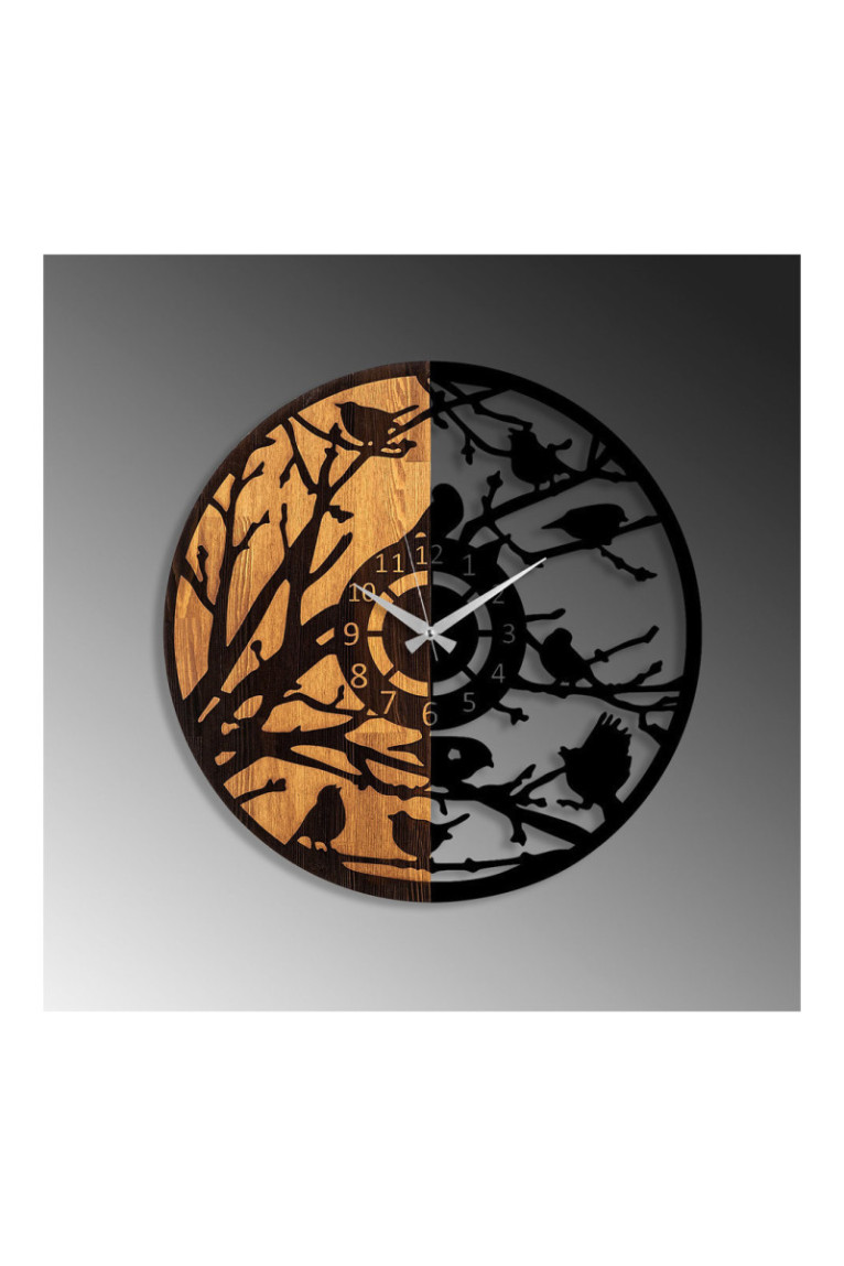 Horloge murale décorative en bois - Noyer Noir