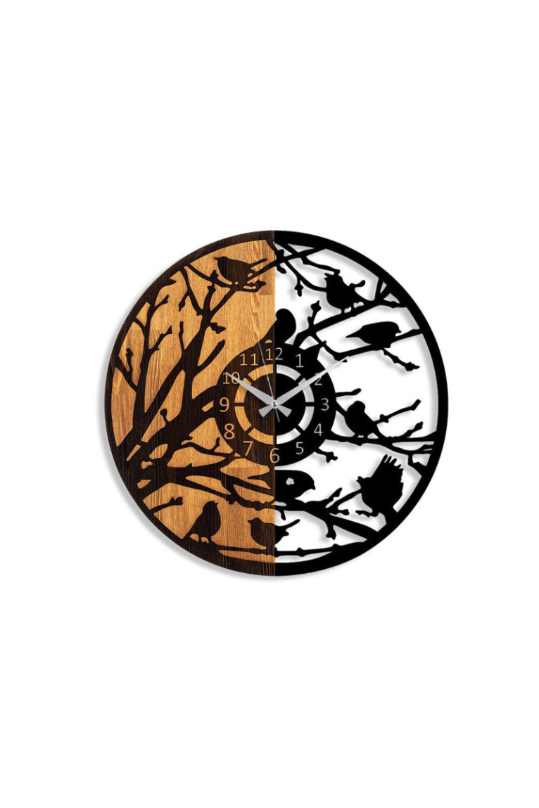 Horloge murale décorative en bois - Noyer Noir