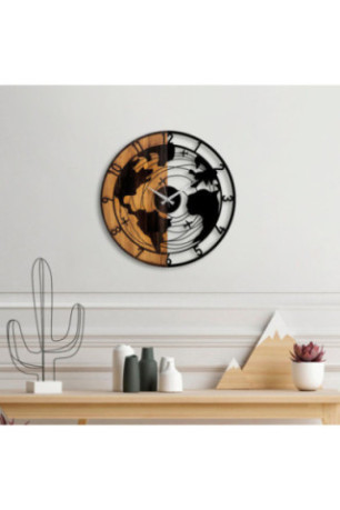 Horloge murale décorative en bois - Noyer Noir